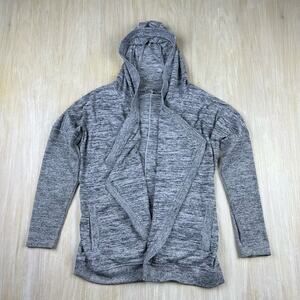 Athleta Heathered Gray Blissful Open Front Wrap Hooded Cardigan Sweater Medium